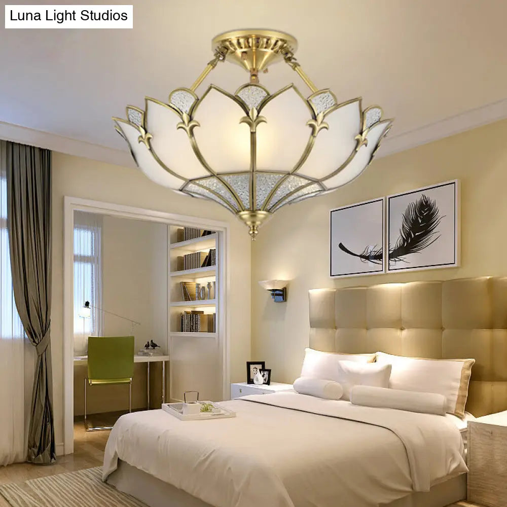 DecorBites™ DecorBites™ Sleek Gold Flower Shaped Ripple Glass Semi Flush Mount Chandelier for Dining Room