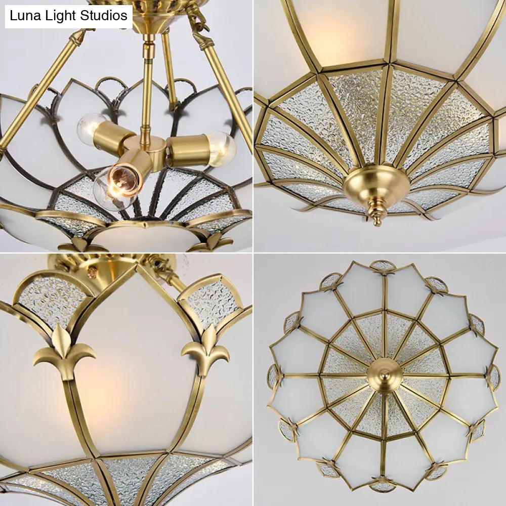 DecorBites™ DecorBites™ Sleek Gold Flower Shaped Ripple Glass Semi Flush Mount Chandelier for Dining Room