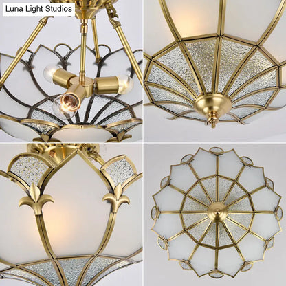 DecorBites™ DecorBites™ Sleek Gold Flower Shaped Ripple Glass Semi Flush Mount Chandelier for Dining Room