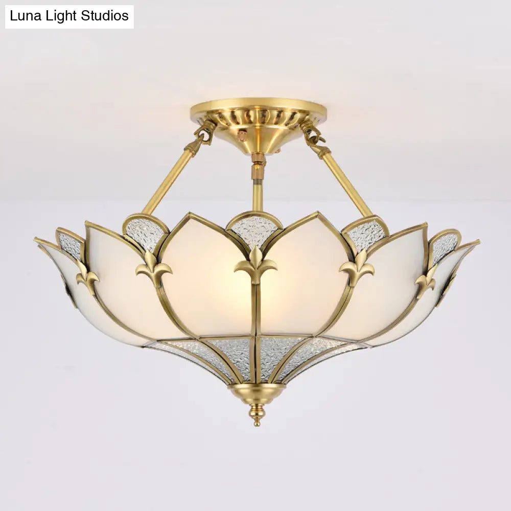 DecorBites™ DecorBites™ Sleek Gold Flower Shaped Ripple Glass Semi Flush Mount Chandelier for Dining Room
