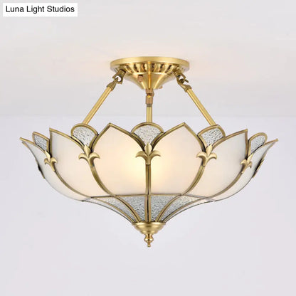 DecorBites™ DecorBites™ Sleek Gold Flower Shaped Ripple Glass Semi Flush Mount Chandelier for Dining Room