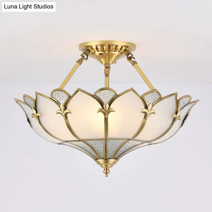 DecorBites™ DecorBites™ Sleek Gold Flower Shaped Ripple Glass Semi Flush Mount Chandelier for Dining Room