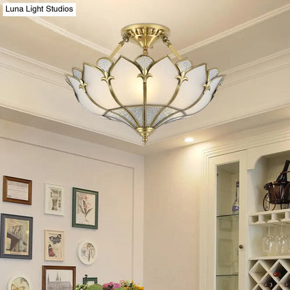 DecorBites™ DecorBites™ Sleek Gold Flower Shaped Ripple Glass Semi Flush Mount Chandelier for Dining Room