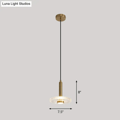 Sleek Gold LED Hanging Light Fixture for Bedroom - Simplicity Acrylic Shade Ceiling Lamp