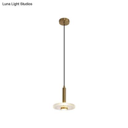 Sleek Gold LED Hanging Light Fixture for Bedroom - Simplicity Acrylic Shade Ceiling Lamp