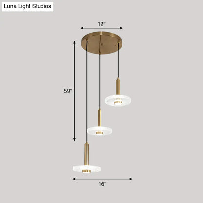 Sleek Gold LED Hanging Light Fixture for Bedroom - Simplicity Acrylic Shade Ceiling Lamp