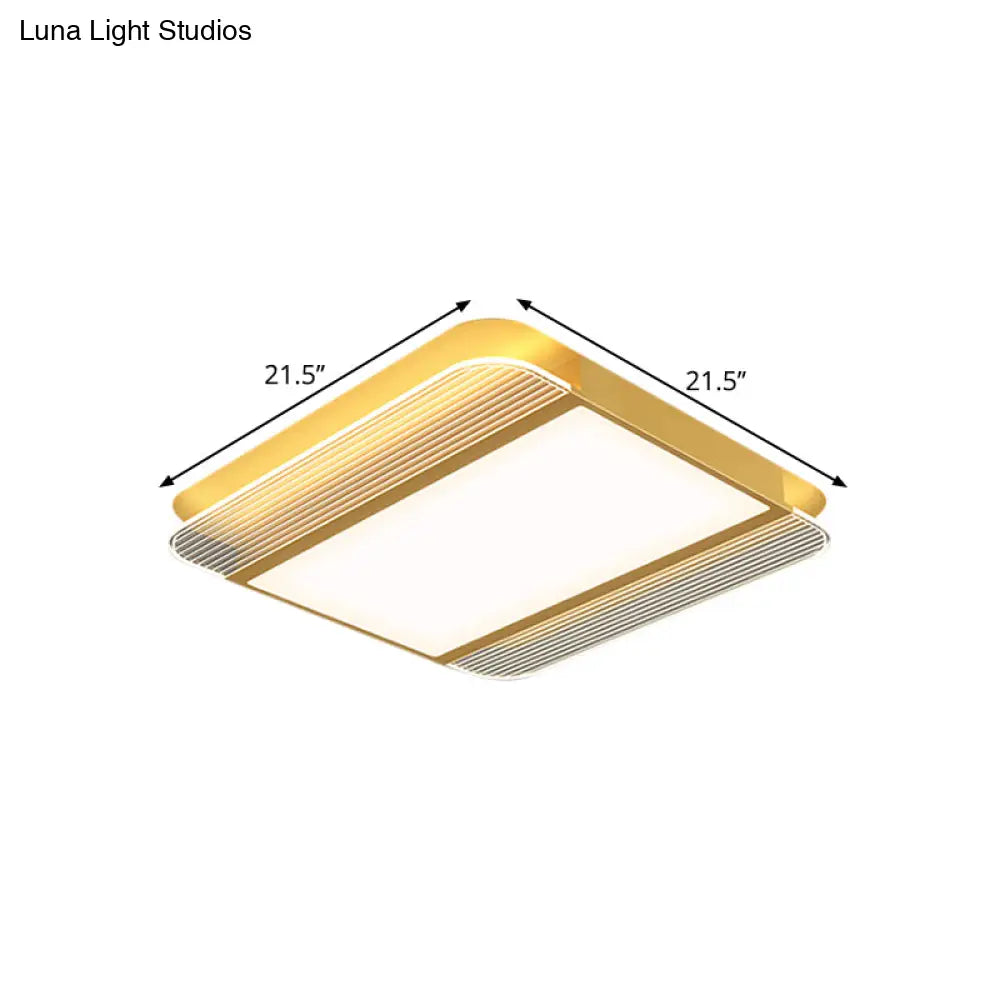 DecorBites™ DecorBites™ Sleek Gold LED Square Flush Mount Ceiling Light Fixture in Warm/White Light - 18"/21.5" Width