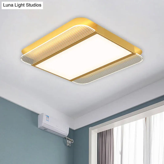 DecorBites™ DecorBites™ Sleek Gold LED Square Flush Mount Ceiling Light Fixture in Warm/White Light - 18"/21.5" Width