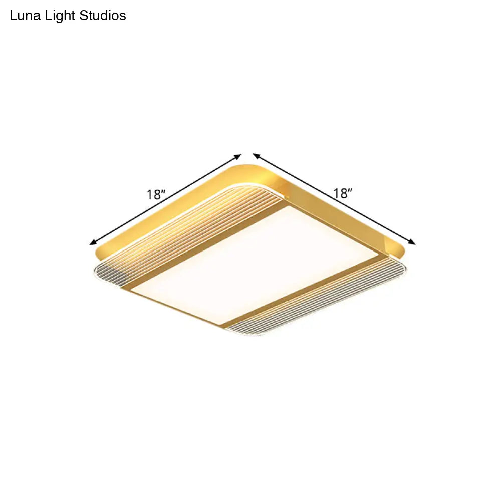 DecorBites™ DecorBites™ Sleek Gold LED Square Flush Mount Ceiling Light Fixture in Warm/White Light - 18"/21.5" Width