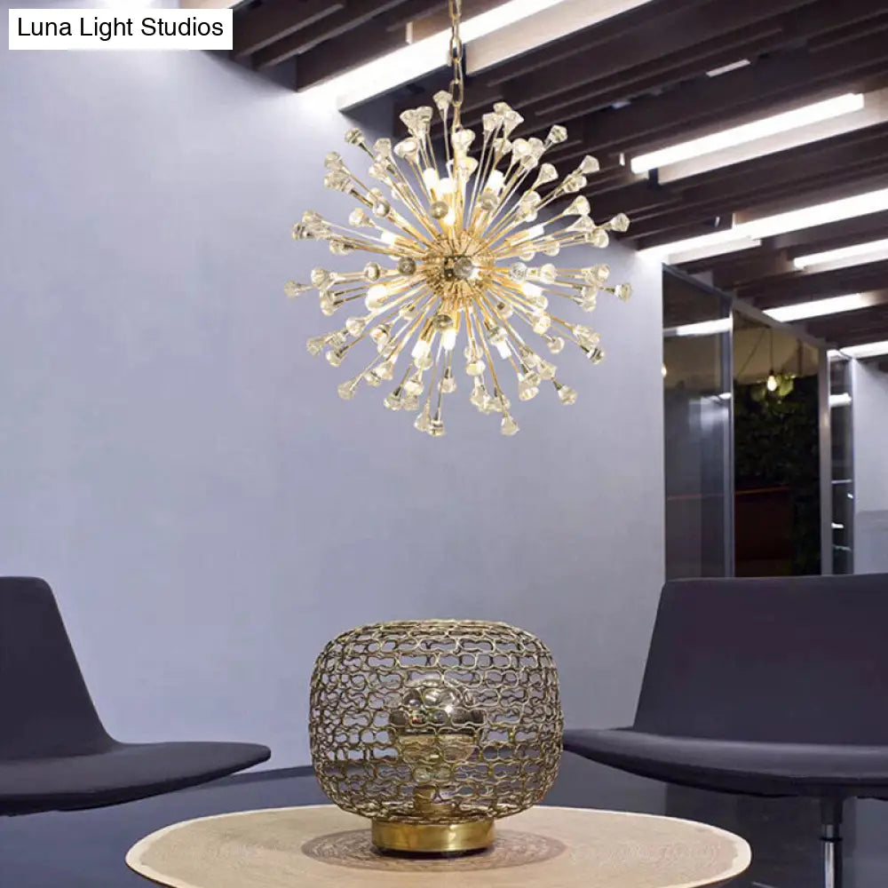 Lámpara colgante Sputnik dorada y elegante con detalles de cuentas de cristal - Lámpara colgante posmoderna