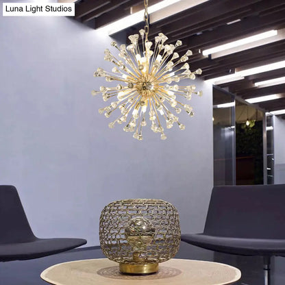 Lámpara colgante Sputnik dorada y elegante con detalles de cuentas de cristal - Lámpara colgante posmoderna
