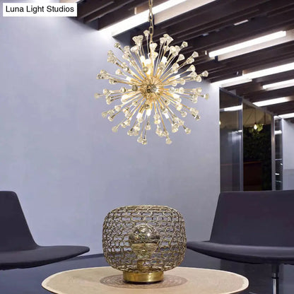 Lámpara colgante Sputnik dorada y elegante con detalles de cuentas de cristal - Lámpara colgante posmoderna