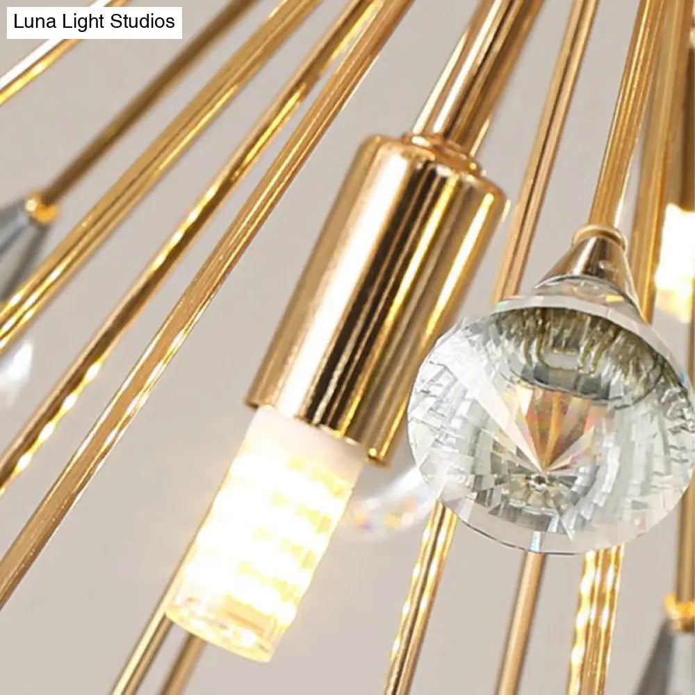 Lámpara colgante Sputnik dorada y elegante con detalles de cuentas de cristal - Lámpara colgante posmoderna