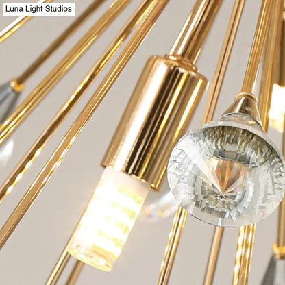 Lámpara colgante Sputnik dorada y elegante con detalles de cuentas de cristal - Lámpara colgante posmoderna