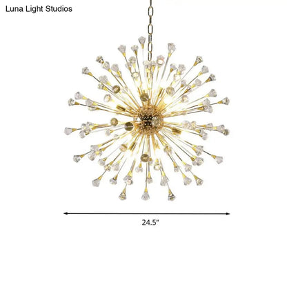 Lámpara colgante Sputnik dorada y elegante con detalles de cuentas de cristal - Lámpara colgante posmoderna