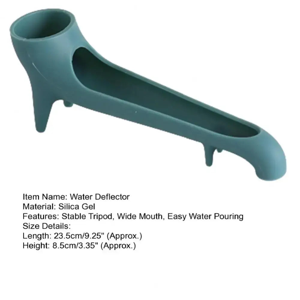 Teal silicone water tank deflector with wide mouth and stable tripod base for kitchen coffee water guide