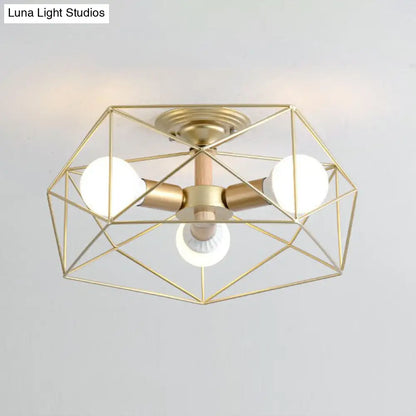 DecorBites™ DecorBites™ Sleek Industrial Iron Flushmount Ceiling Light: Fan Cage Semi Flush for Living Room