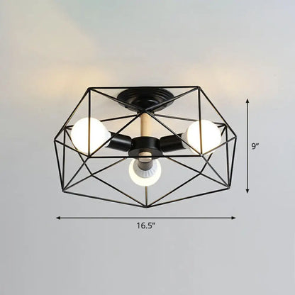 DecorBites™ DecorBites™ Sleek Industrial Iron Flushmount Ceiling Light: Fan Cage Semi Flush for Living Room