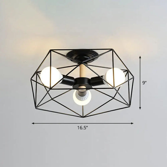 DecorBites™ DecorBites™ Sleek Industrial Iron Flushmount Ceiling Light: Fan Cage Semi Flush for Living Room