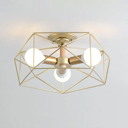 DecorBites™ DecorBites™ Sleek Industrial Iron Flushmount Ceiling Light: Fan Cage Semi Flush for Living Room