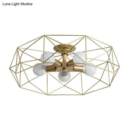 DecorBites™ DecorBites™ Sleek Industrial Iron Flushmount Ceiling Light: Fan Cage Semi Flush for Living Room