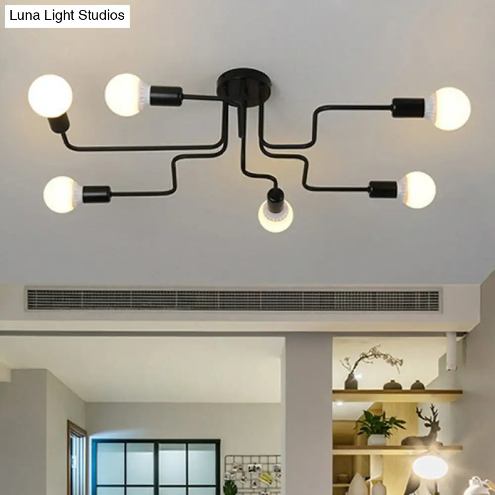 DecorBites™ DecorBites™ Sleek Industrial Metallic Semi Flush Ceiling Light for Living Room - Maze Flush Mount Lighting