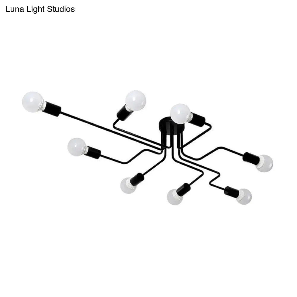 DecorBites™ DecorBites™ Sleek Industrial Metallic Semi Flush Ceiling Light for Living Room - Maze Flush Mount Lighting