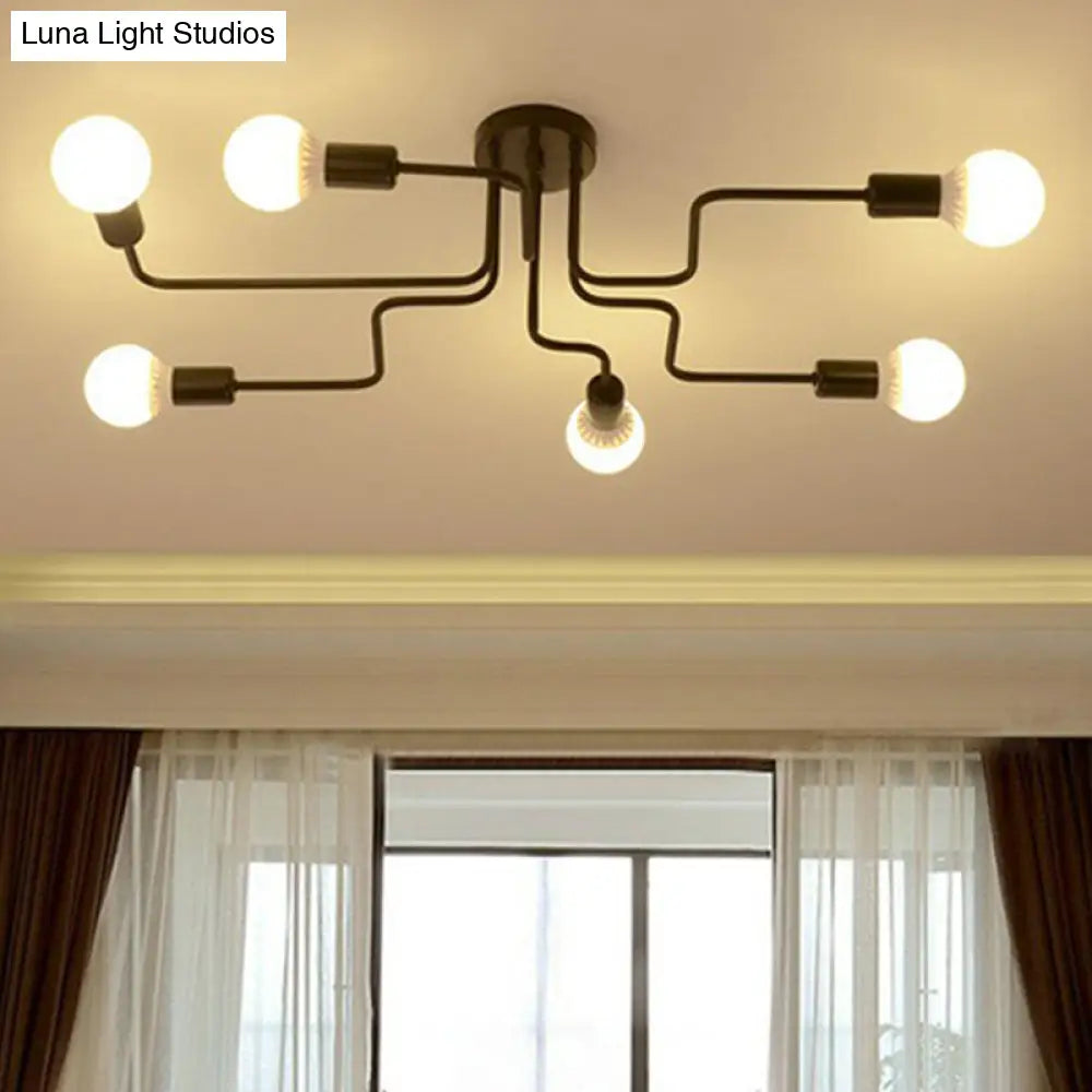 DecorBites™ DecorBites™ Sleek Industrial Metallic Semi Flush Ceiling Light for Living Room - Maze Flush Mount Lighting