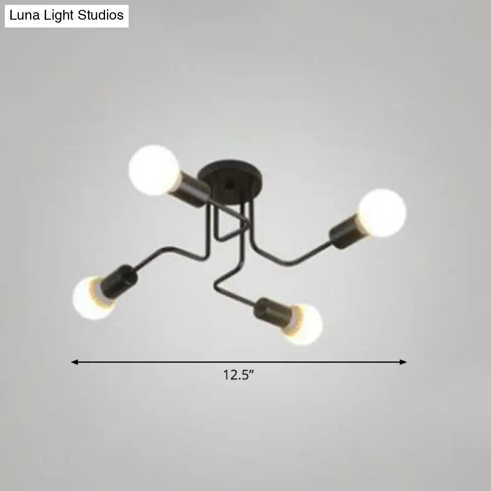 DecorBites™ DecorBites™ Sleek Industrial Metallic Semi Flush Ceiling Light for Living Room - Maze Flush Mount Lighting