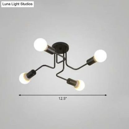 DecorBites™ DecorBites™ Sleek Industrial Metallic Semi Flush Ceiling Light for Living Room - Maze Flush Mount Lighting