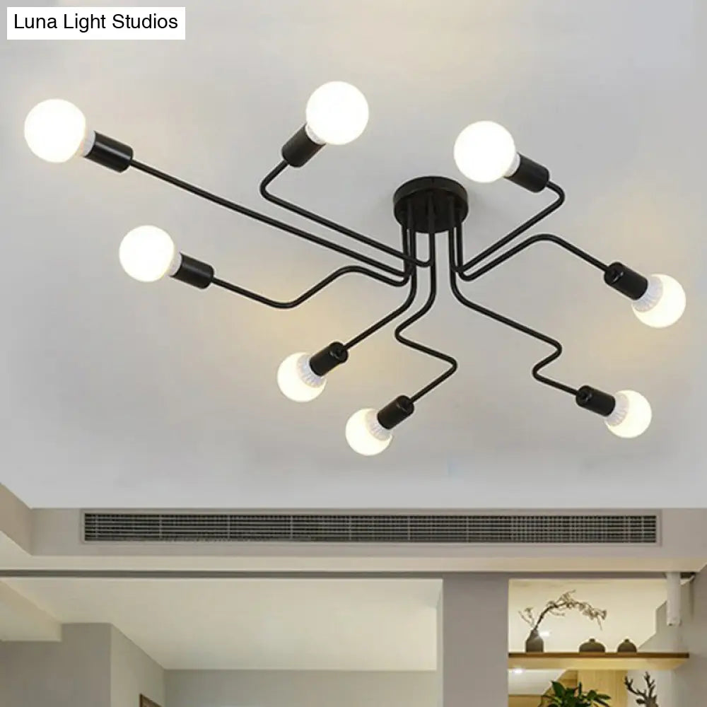 DecorBites™ DecorBites™ Sleek Industrial Metallic Semi Flush Ceiling Light for Living Room - Maze Flush Mount Lighting