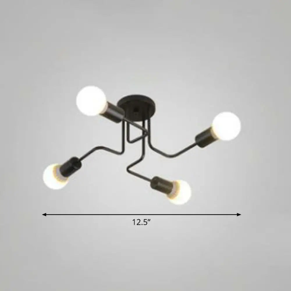 DecorBites™ DecorBites™ Sleek Industrial Metallic Semi Flush Ceiling Light for Living Room - Maze Flush Mount Lighting