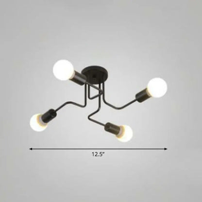 DecorBites™ DecorBites™ Sleek Industrial Metallic Semi Flush Ceiling Light for Living Room - Maze Flush Mount Lighting