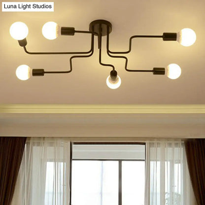 DecorBites™ DecorBites™ Sleek Industrial Metallic Semi Flush Ceiling Light for Living Room - Maze Flush Mount Lighting