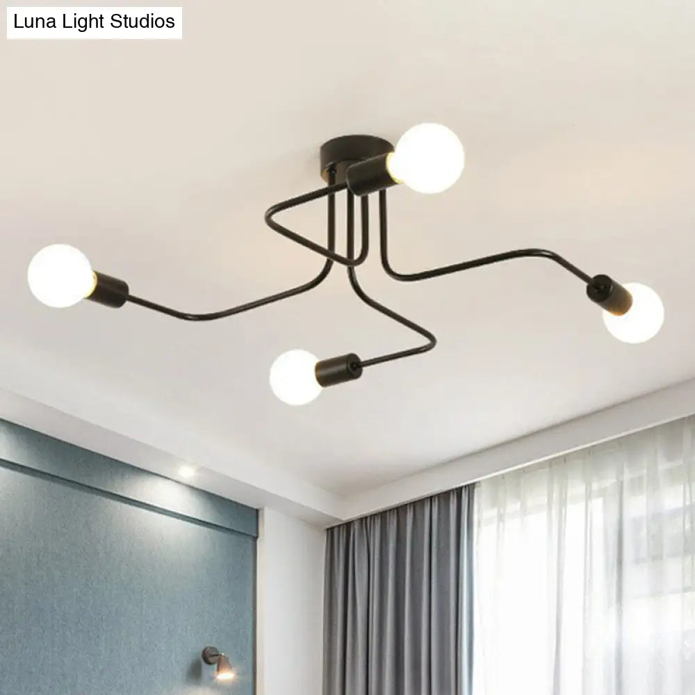 DecorBites™ DecorBites™ Sleek Industrial Metallic Semi Flush Ceiling Light for Living Room - Maze Flush Mount Lighting
