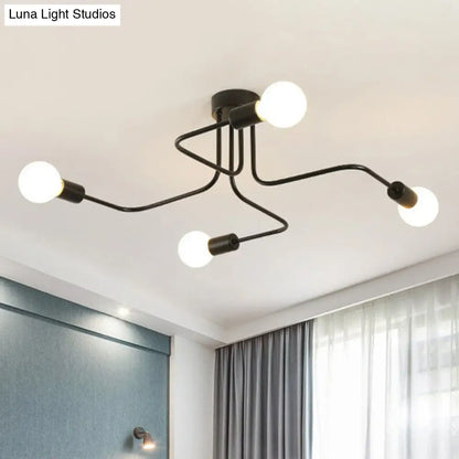 DecorBites™ DecorBites™ Sleek Industrial Metallic Semi Flush Ceiling Light for Living Room - Maze Flush Mount Lighting