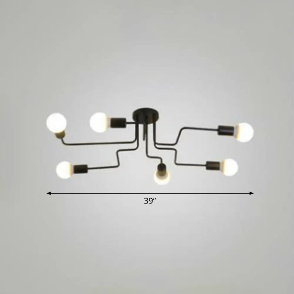 DecorBites™ DecorBites™ Sleek Industrial Metallic Semi Flush Ceiling Light for Living Room - Maze Flush Mount Lighting