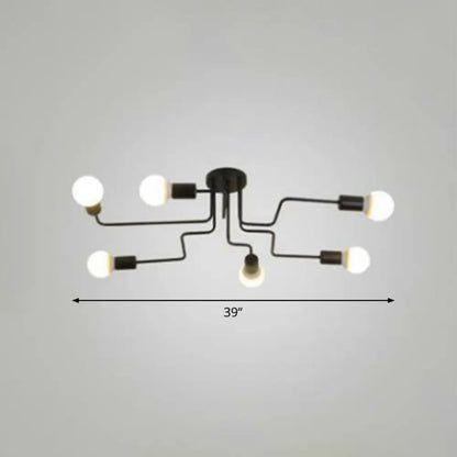 DecorBites™ DecorBites™ Sleek Industrial Metallic Semi Flush Ceiling Light for Living Room - Maze Flush Mount Lighting