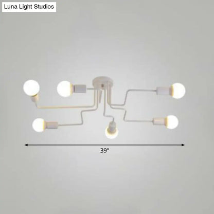 DecorBites™ DecorBites™ Sleek Industrial Metallic Semi Flush Ceiling Light for Living Room - Maze Flush Mount Lighting