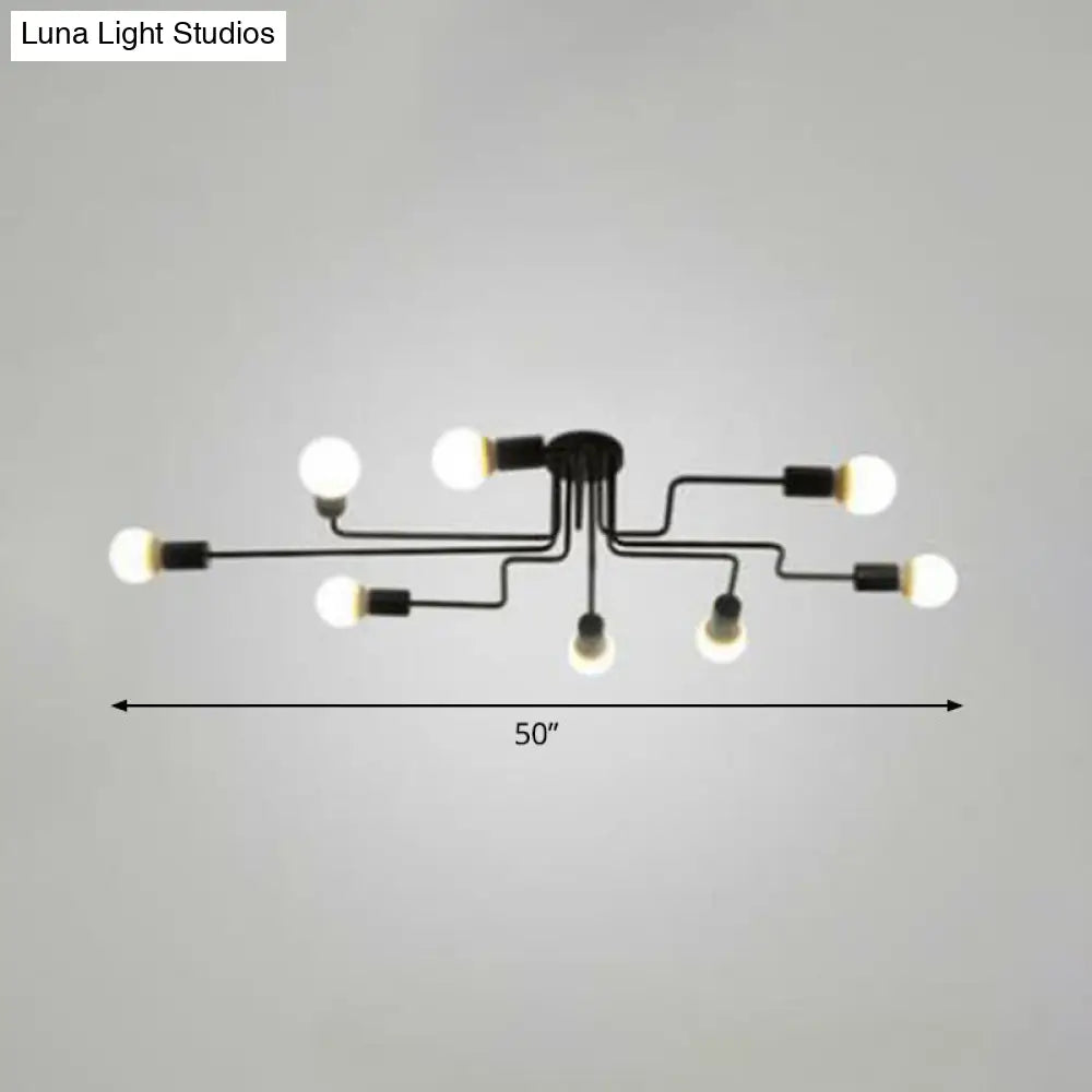 DecorBites™ DecorBites™ Sleek Industrial Metallic Semi Flush Ceiling Light for Living Room - Maze Flush Mount Lighting