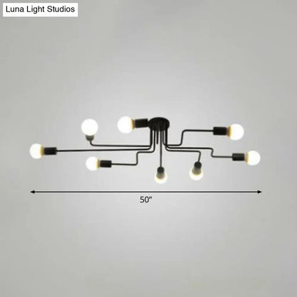 DecorBites™ DecorBites™ Sleek Industrial Metallic Semi Flush Ceiling Light for Living Room - Maze Flush Mount Lighting