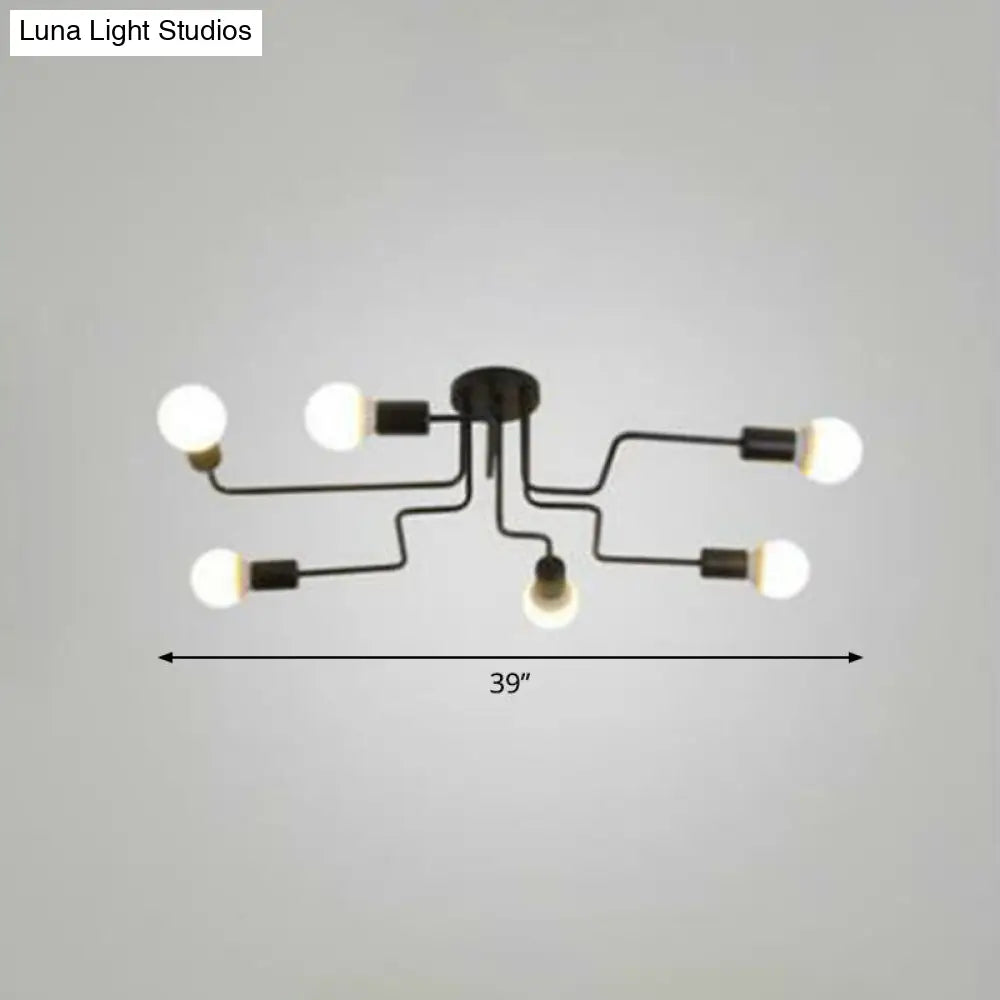 DecorBites™ DecorBites™ Sleek Industrial Metallic Semi Flush Ceiling Light for Living Room - Maze Flush Mount Lighting