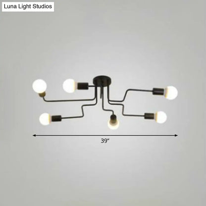 DecorBites™ DecorBites™ Sleek Industrial Metallic Semi Flush Ceiling Light for Living Room - Maze Flush Mount Lighting