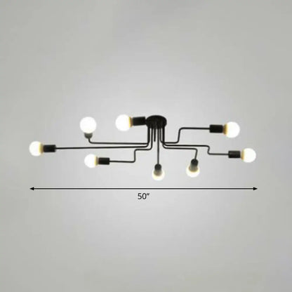 DecorBites™ DecorBites™ Sleek Industrial Metallic Semi Flush Ceiling Light for Living Room - Maze Flush Mount Lighting
