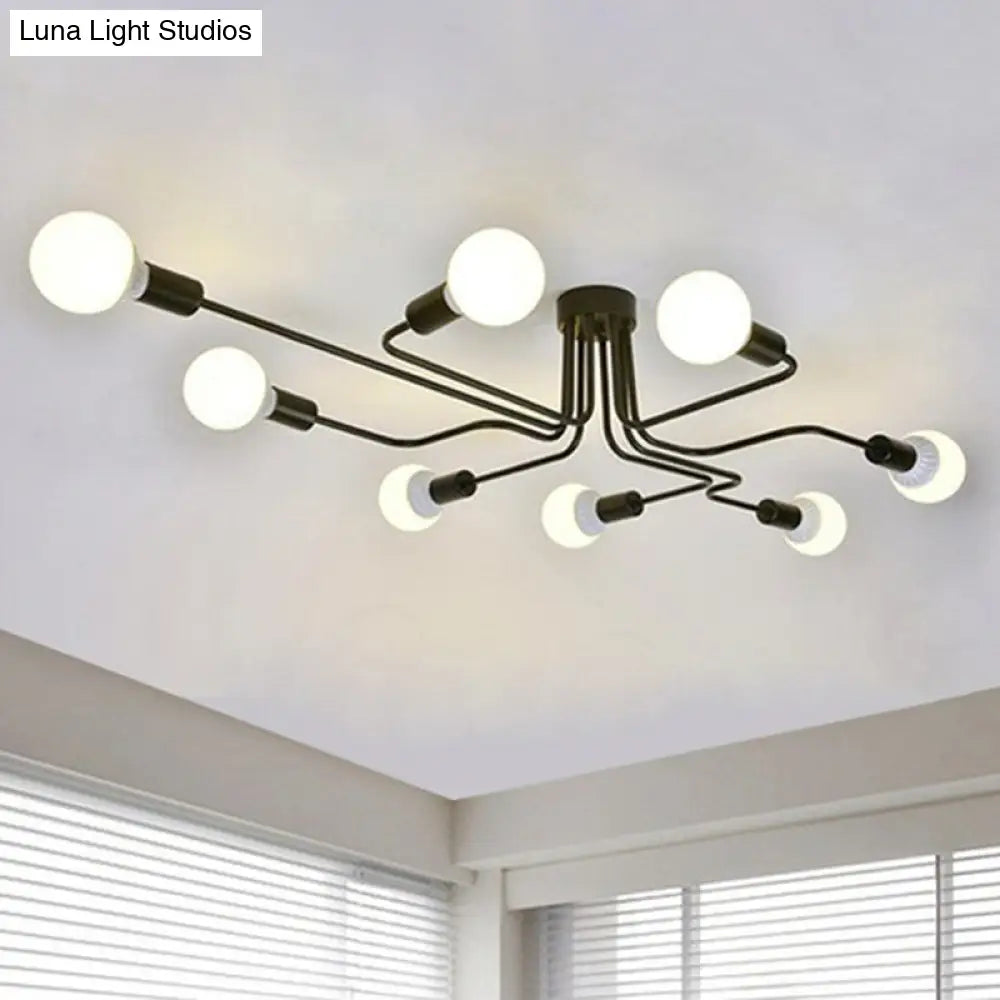 DecorBites™ DecorBites™ Sleek Industrial Metallic Semi Flush Ceiling Light for Living Room - Maze Flush Mount Lighting