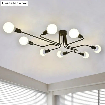 DecorBites™ DecorBites™ Sleek Industrial Metallic Semi Flush Ceiling Light for Living Room - Maze Flush Mount Lighting