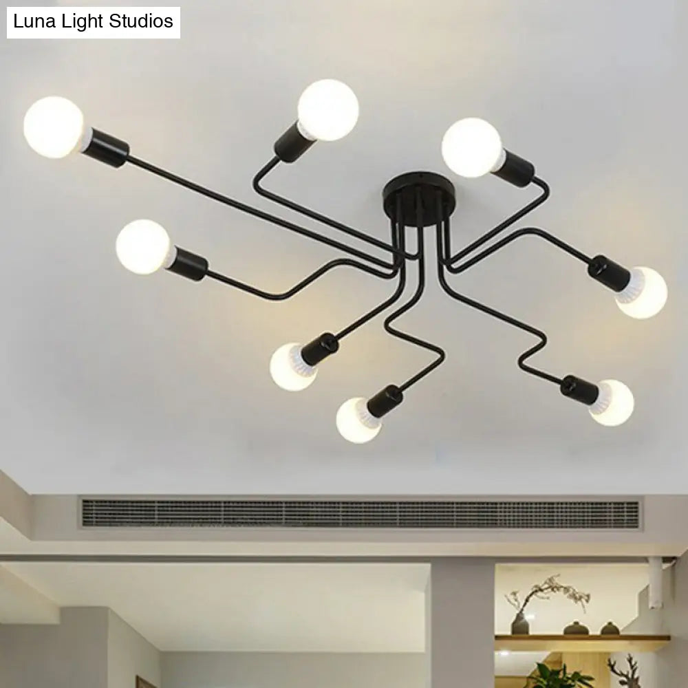 DecorBites™ DecorBites™ Sleek Industrial Metallic Semi Flush Ceiling Light for Living Room - Maze Flush Mount Lighting