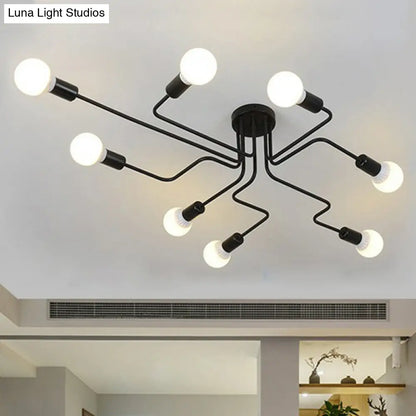 DecorBites™ DecorBites™ Sleek Industrial Metallic Semi Flush Ceiling Light for Living Room - Maze Flush Mount Lighting