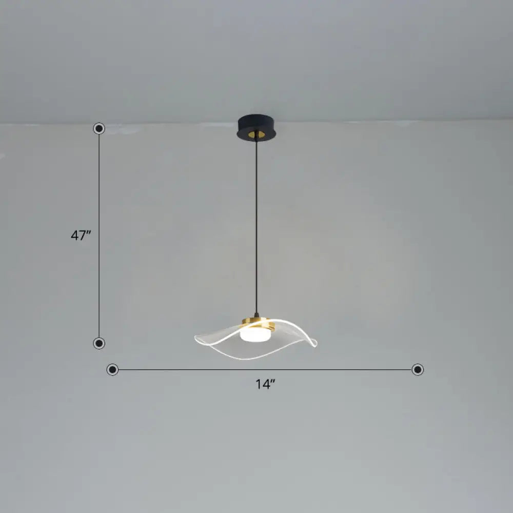 Sleek LED Pendulum Light: Ruffled Design, Clear Acrylic, Ideal for Dining Room