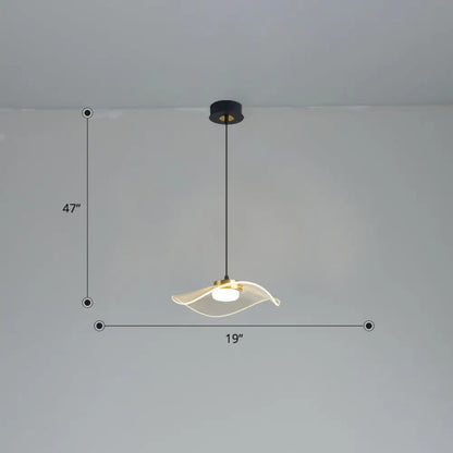 Sleek LED Pendulum Light: Ruffled Design, Clear Acrylic, Ideal for Dining Room